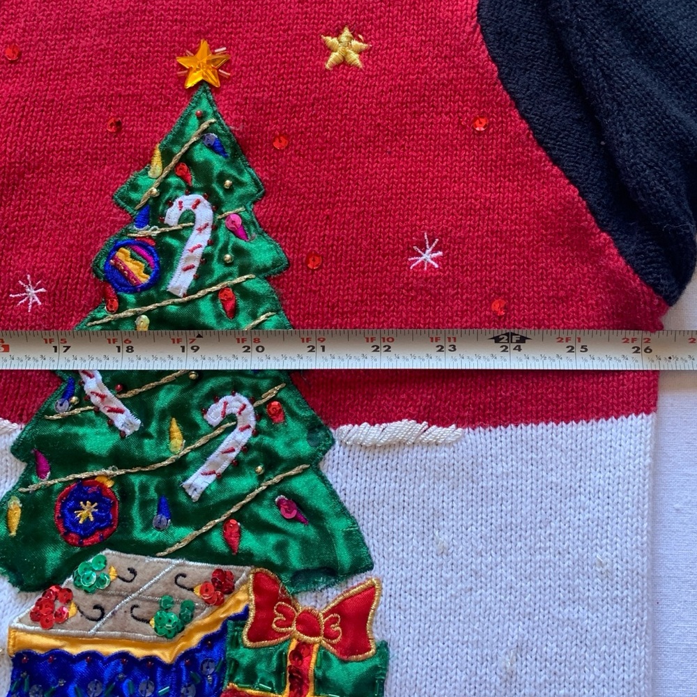 Nutcracker Vintage Ugly Christmas Holiday Sweater Teddy Bears Tree Sequins 2X-3X - Picture 15 of 16